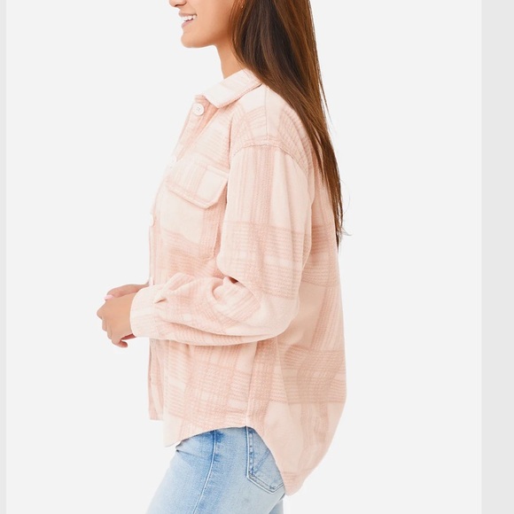 Z Supply Tucker Fleece Shacket (Shirt Jacket) Mustard Yellow Plaid, Sz XS - Picture 13 of 14